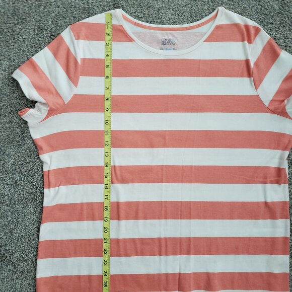 ***Croft Barrow Women's XXL  Orange White Striped  Short Sleeved Crew neck …** - Picture 6 of 7